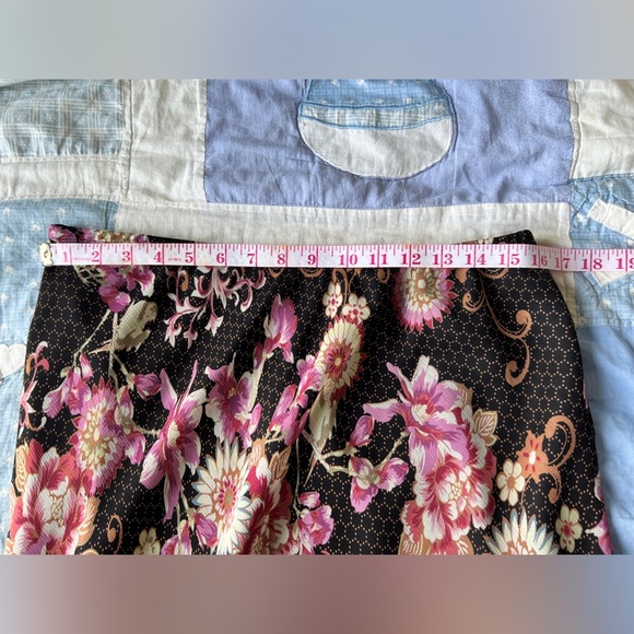 90s Notations Womens Black Pink Floral Fairy Core Cottagecore Midi Skirt Large - Picture 8 of 8